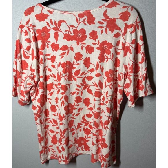 Time & Tru Womens Foral Scoop Neck Tee 2XL Modal Blend Short Sleeve Grandmacore - Picture 2 of 11